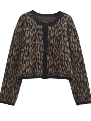 Winter Round Neck Animal Print Sweater