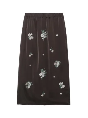 2025 Winter Women's Bead Embroidered Midi Skirt