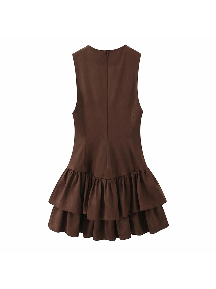 Women’s Elegant Ruffle Layered Mini Dress - Image 4