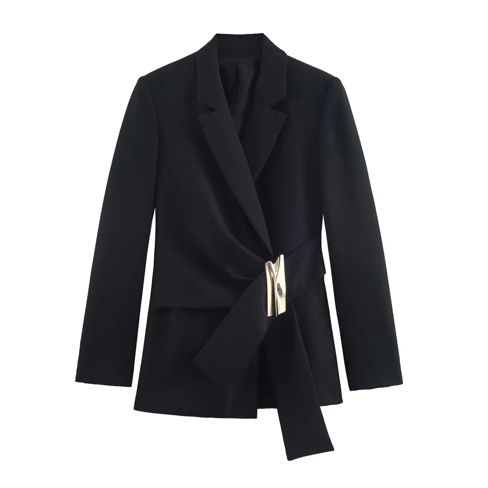 Autumn French Buckle Suit Jacket & High-Waist Straight Pants - Image 2