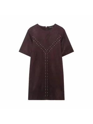 Women’s Casual Suede Rivet Mini Dress
