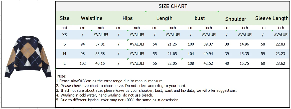 Autumn Winter Diamond Grid Knit Sweater - Image 7