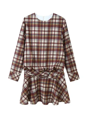 Autumn Women’s Simple Checkered Mini Dress
