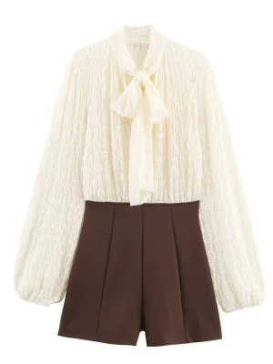 2025 Winter Slim Fit Patchwork Bow Jumpsuit