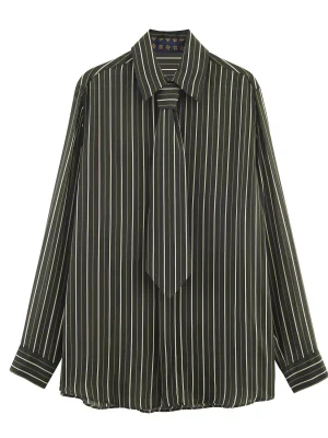 Women’s Loose Striped Tie-Front Hanging Shirt