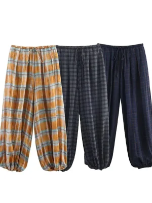 Women’s Winter Checkered Puff Pants