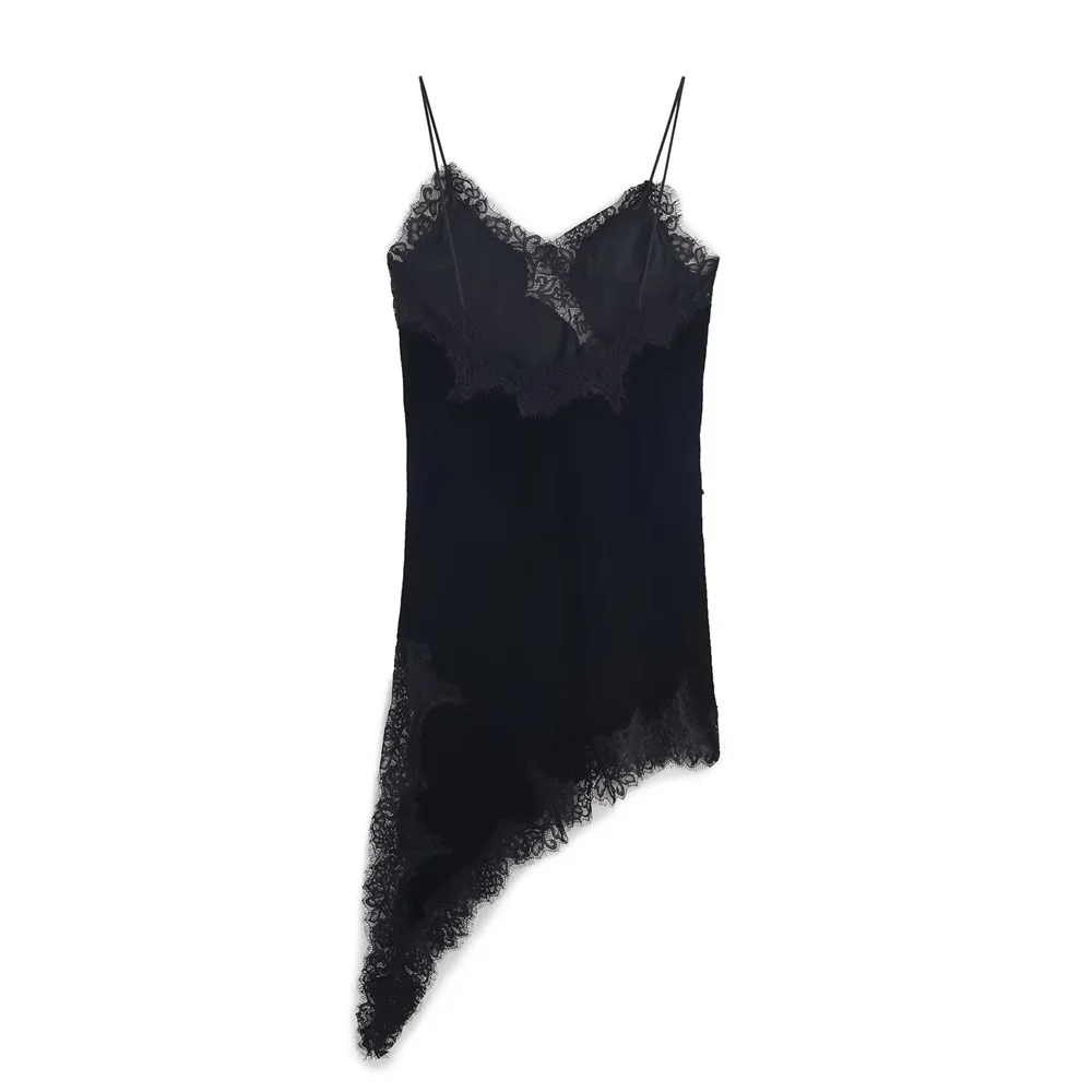 Autumn French V-Neck Lace Velvet Dress - Image 2