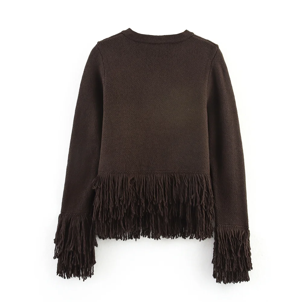 Autumn Tassel Button Knit Jacket - Image 2