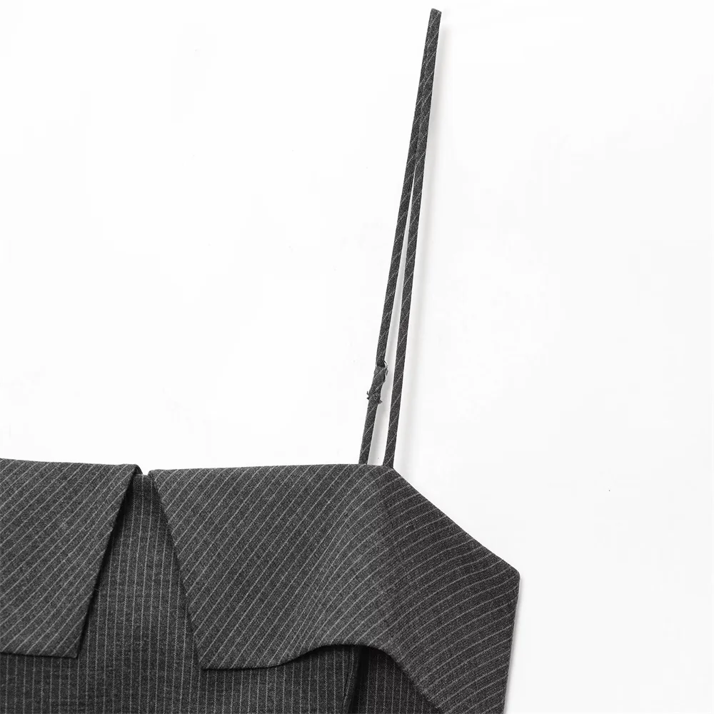 Autumn Suspender Pleated Stripe Mini Dress - Image 3