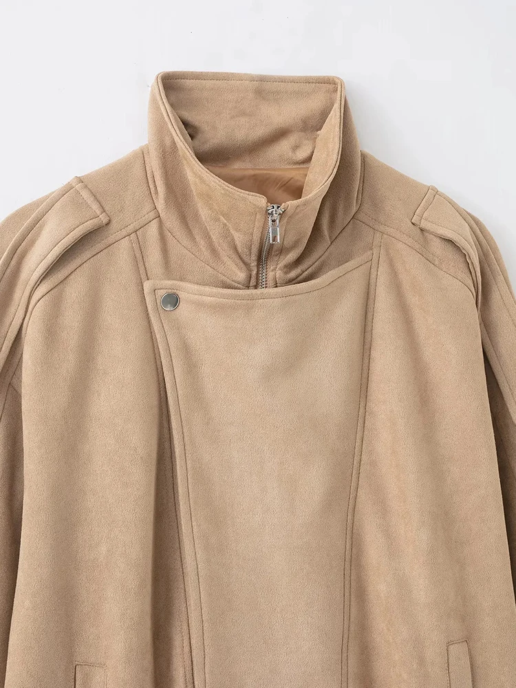 Women’s Retro Suede Zipper Jacket - Image 3