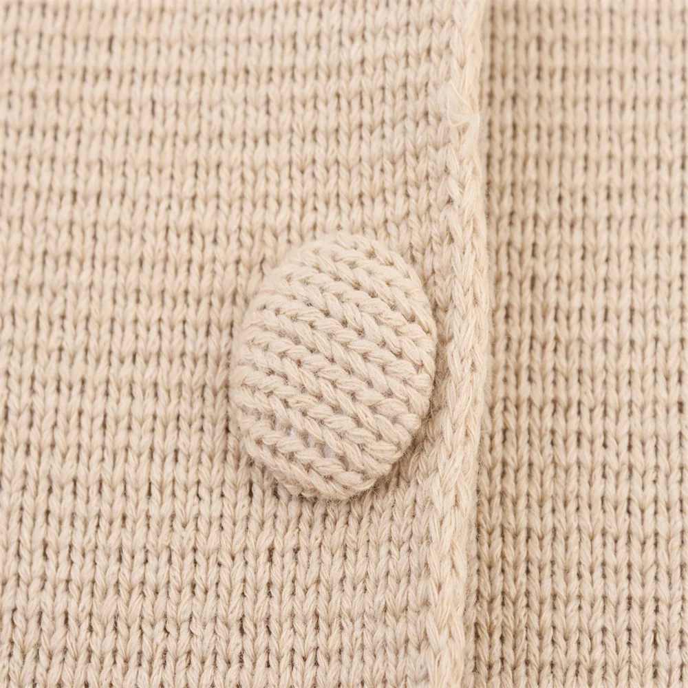 Autumn Round Neck Button Knit Jacket & Skirt Set - Image 4