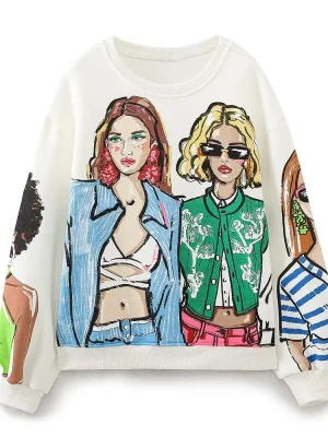 Winter Women’s Printed Loose Hoodie