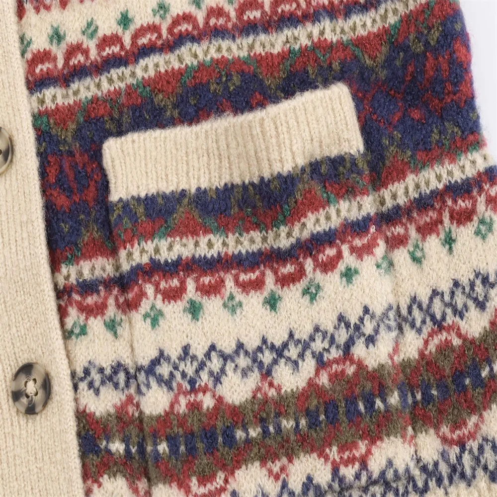 Autumn Simple Jacquard Knit Jacket - Image 5