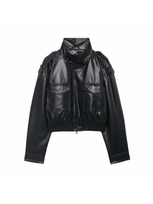 Women’s Vintage Zipper Leather Jacket