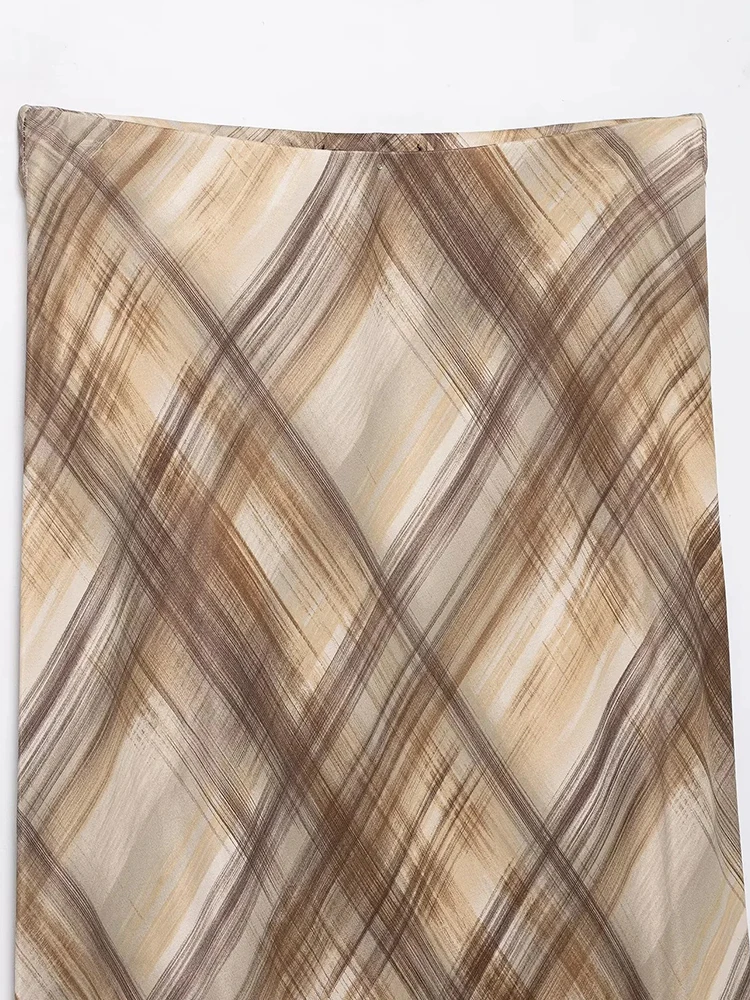 Women’s Vintage Silk-Texture Midi Skirt - Image 5