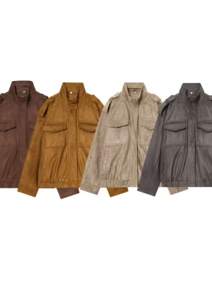 Women’s Suede Texture Leather Jacket