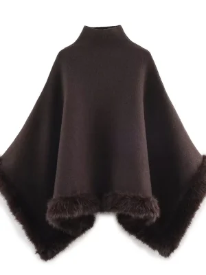 Women’s Winter Faux Fur Cape Jacket