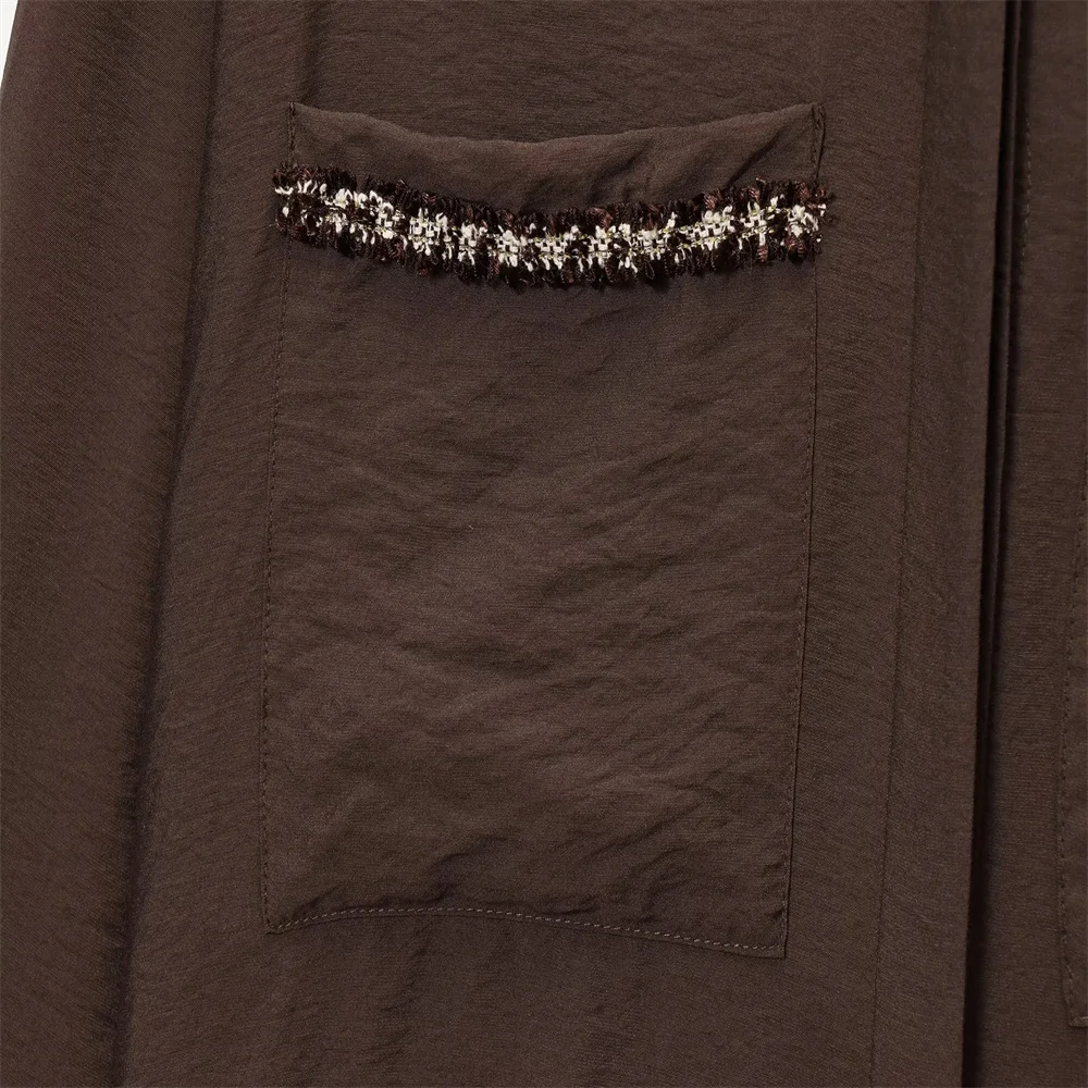 Autumn Collared Long Sleeve Shirt with Decorative Edges - Image 5