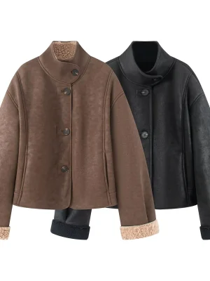 Women’s Solid Color Slim Double-Sided Jacket