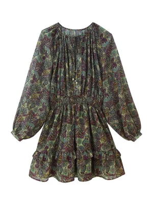 Autumn Women’s Metallic Line Print Mini Dress