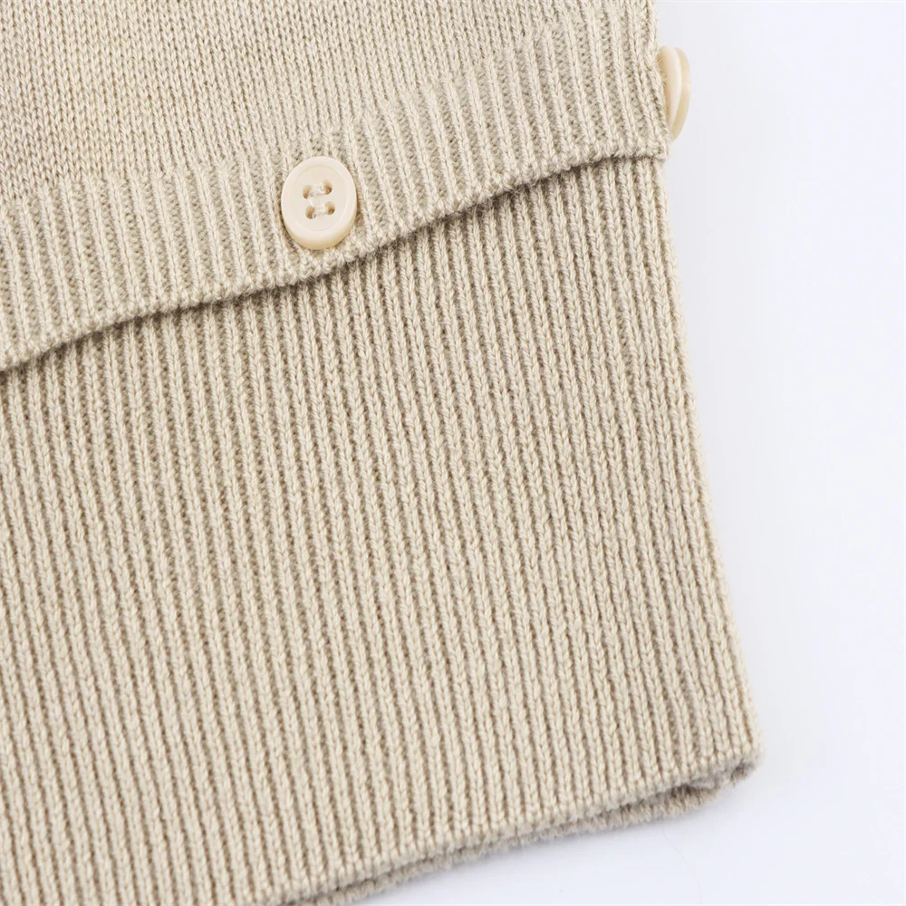 Autumn Button-Detail Detachable Knit Shirt - Image 5