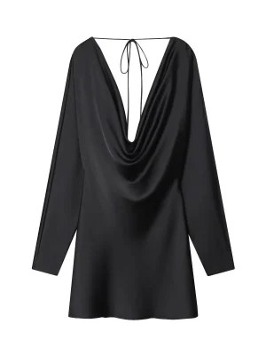 Winter French Minimalist Silk Satin Dress