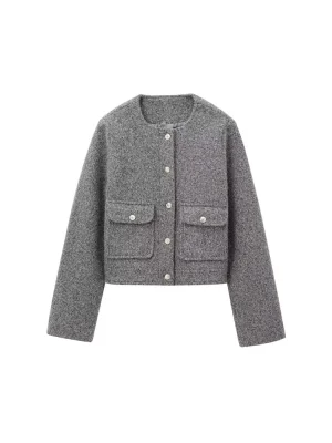 Autumn Women’s Gold Button Pearl Leather Jacket