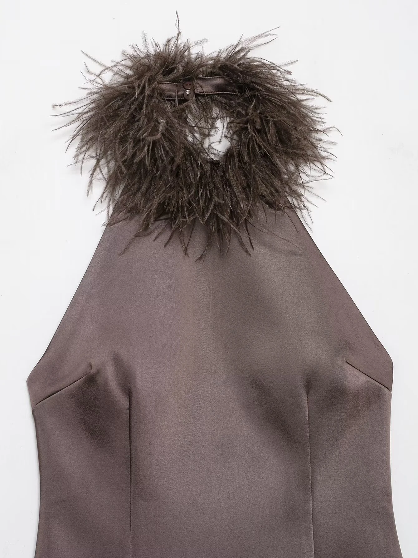 2025 Winter Women's Seaside Zipper Feathered Dress - Image 5