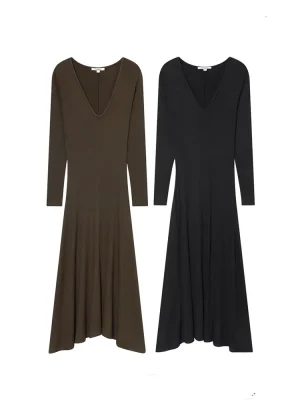 Autumn Women’s Bubble V-Neck Long Dress
