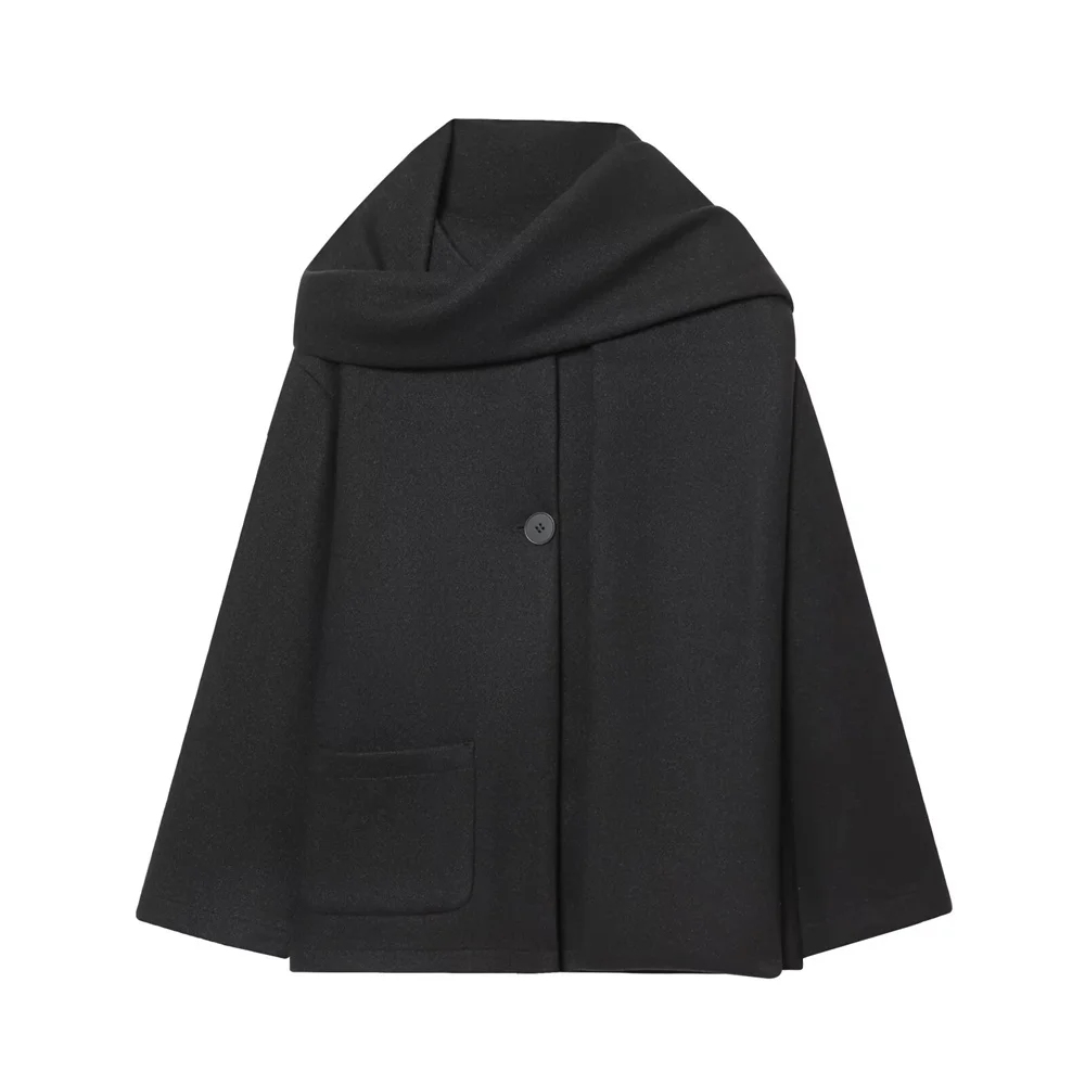 Winter Women’s Blend Coat with Scarf - Image 2