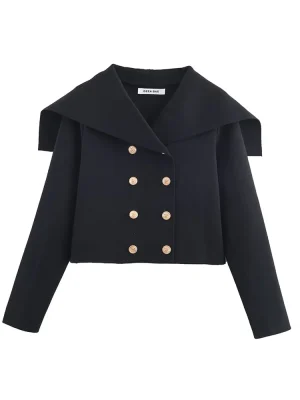 Autumn Double-Breasted Knit Short Coat