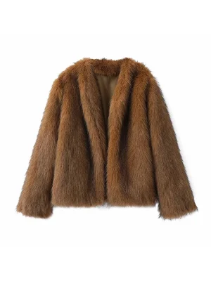 Women’s Faux Fox Fur Mid-Length Coat