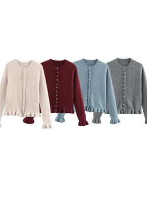 Autumn Layered Decorative Knit Jacket