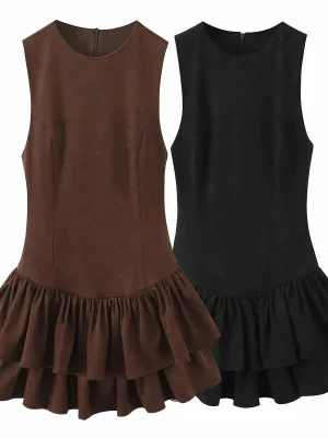 Women’s Elegant Ruffle Layered Mini Dress