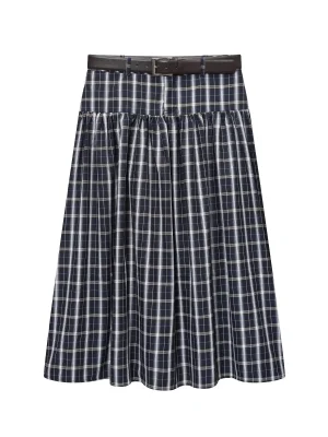 Women’s Loose Mid-Waist Skirt with Belt