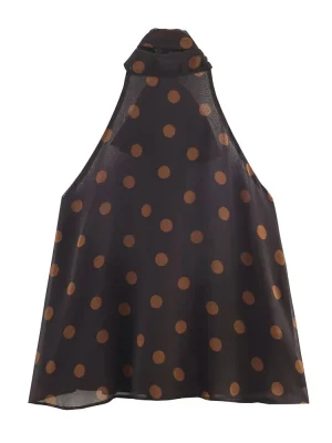 Women’s Polka Dot Chiffon Halter Neck Top