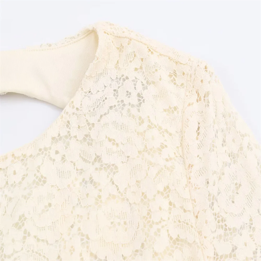 Autumn French Lace Short Dress - Image 3
