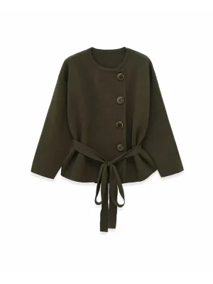 Women’s Autumn Belted Knitted Short Coat