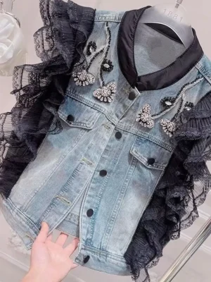 2025 Lace Embellished Sleeveless Vest