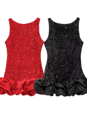 Women’s Sleeveless Sequin Floral Mini Dress