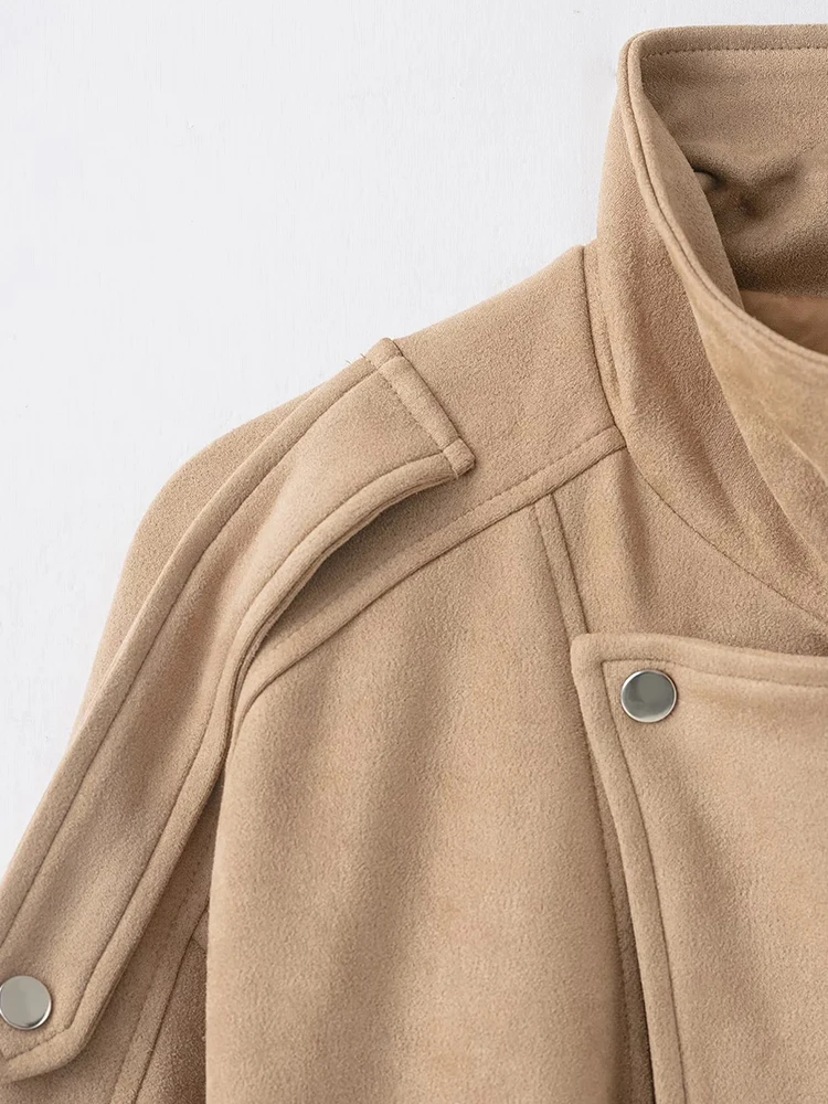 Women’s Retro Suede Zipper Jacket - Image 4