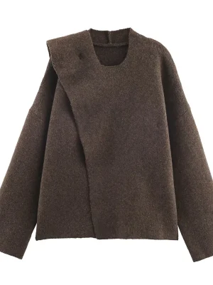 2025 Winter Women's Knitted Short Coat with Scarf