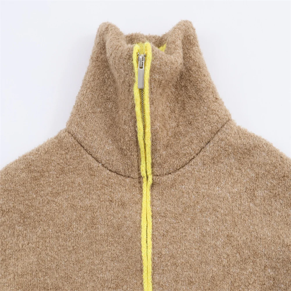 Autumn Contrasting Layer Knit Jacket - Image 3