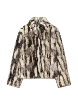 Autumn Winter Women’s Faux Fur Effect Jacket