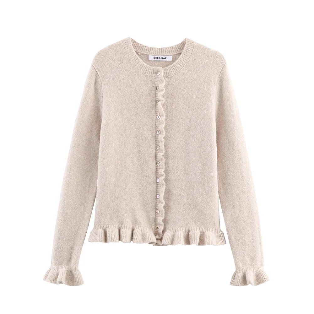 Autumn Layered Decorative Knit Jacket - Image 2