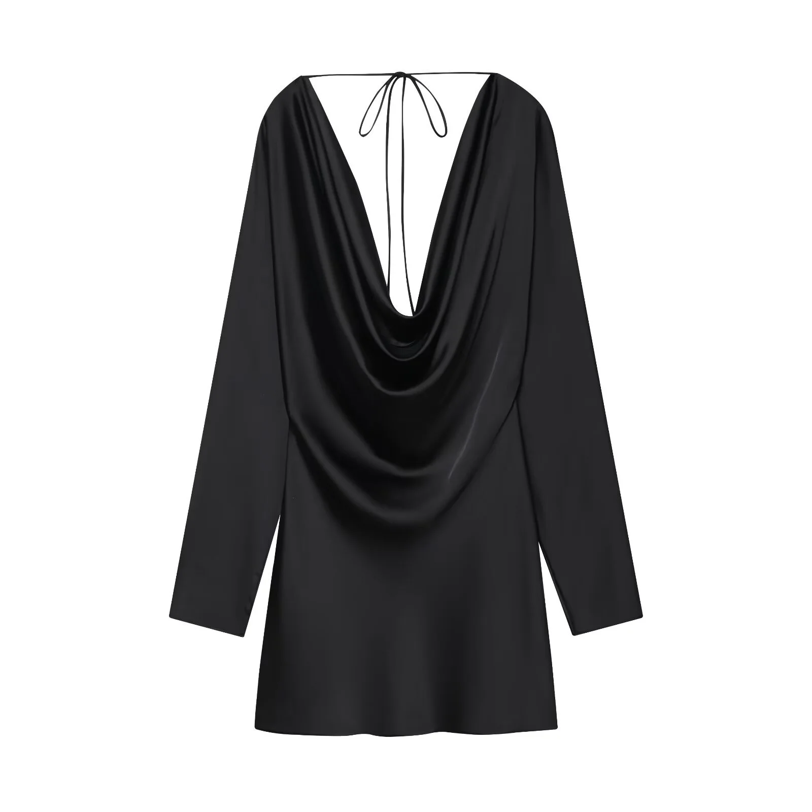 Winter French Minimalist Silk Satin Dress - Image 2