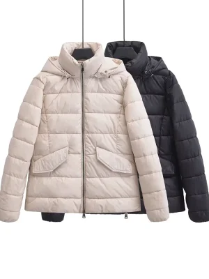 Autumn Winter Quilted Hooded Cotton Jacket