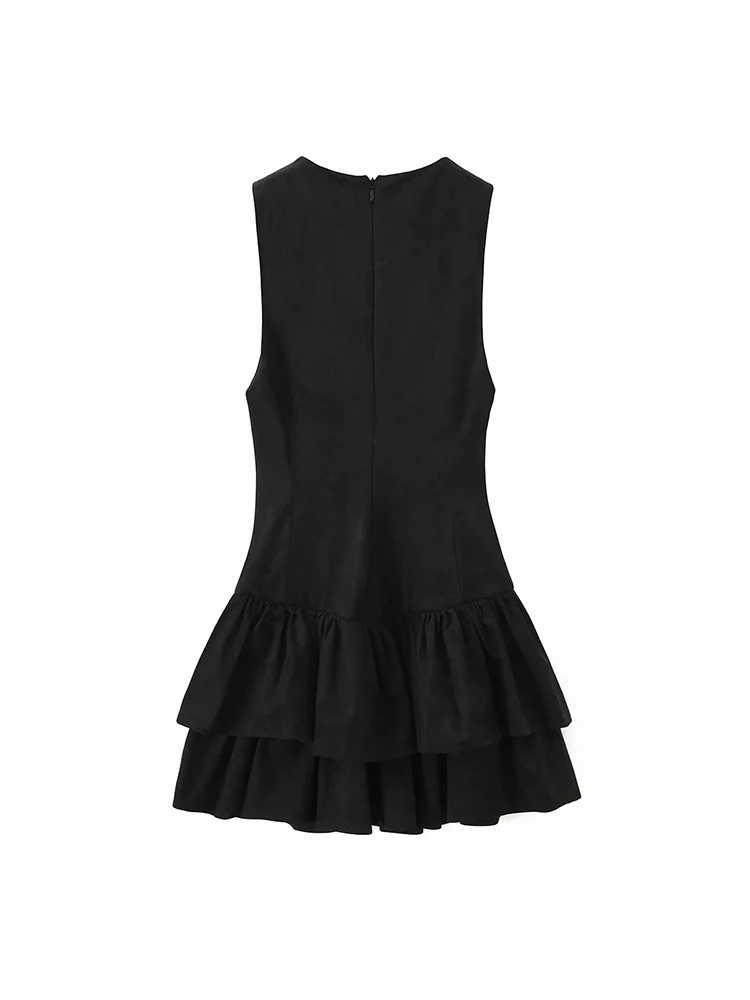 Women’s Elegant Ruffle Layered Mini Dress - Image 6