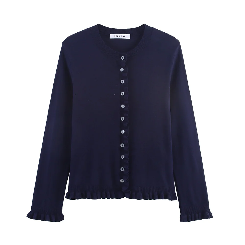 Autumn Layered Decorative Knit Jacket - Image 2