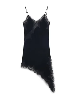 Autumn French V-Neck Lace Velvet Dress